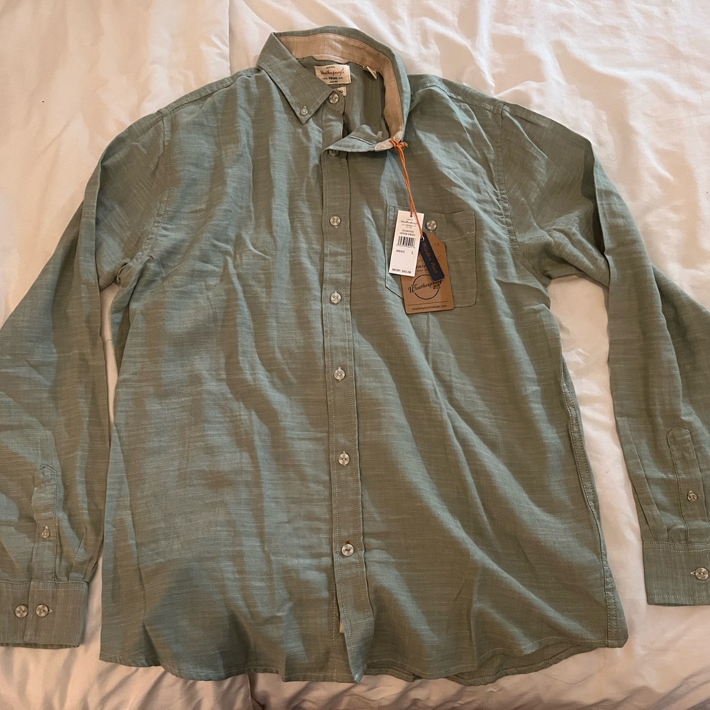 Solid Country Twill Shirt Long Sleeve Color: Hedge Green men’s Size Large NWT